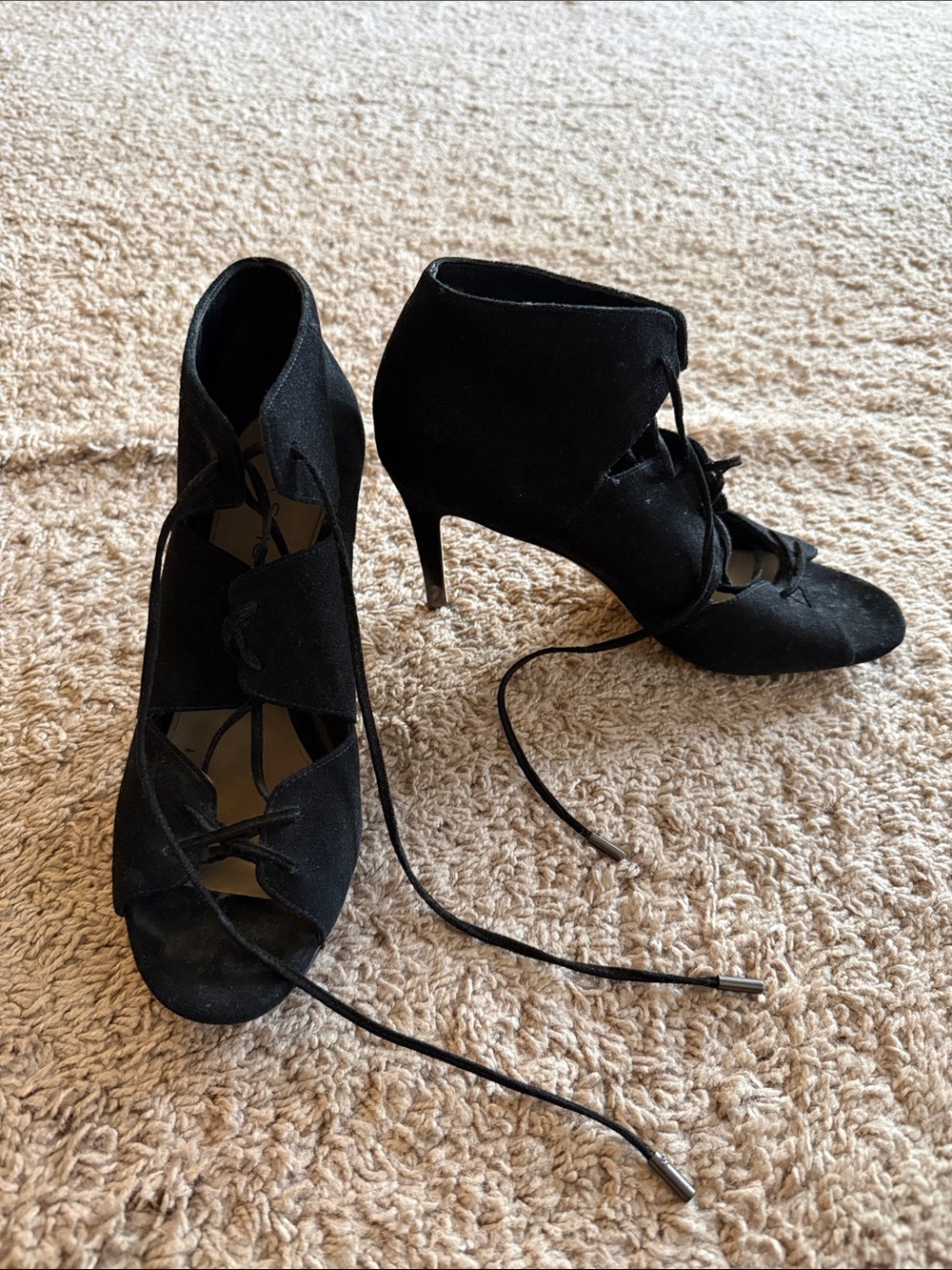 Via Spiga Black Lace-Up Women’s Heeled Ankle Booties